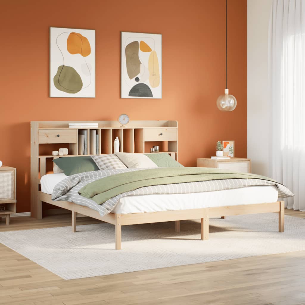 Lit bibliothèque sans matelas 180x200 cm bois massif de pin - XIOS