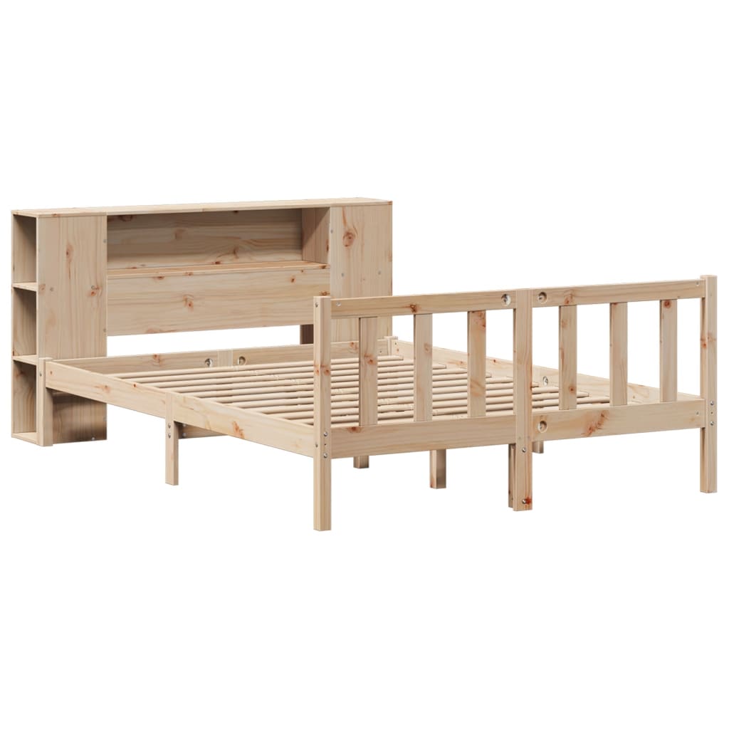 Lit bibliothèque sans matelas 140x190 cm bois de pin massif - XIOS