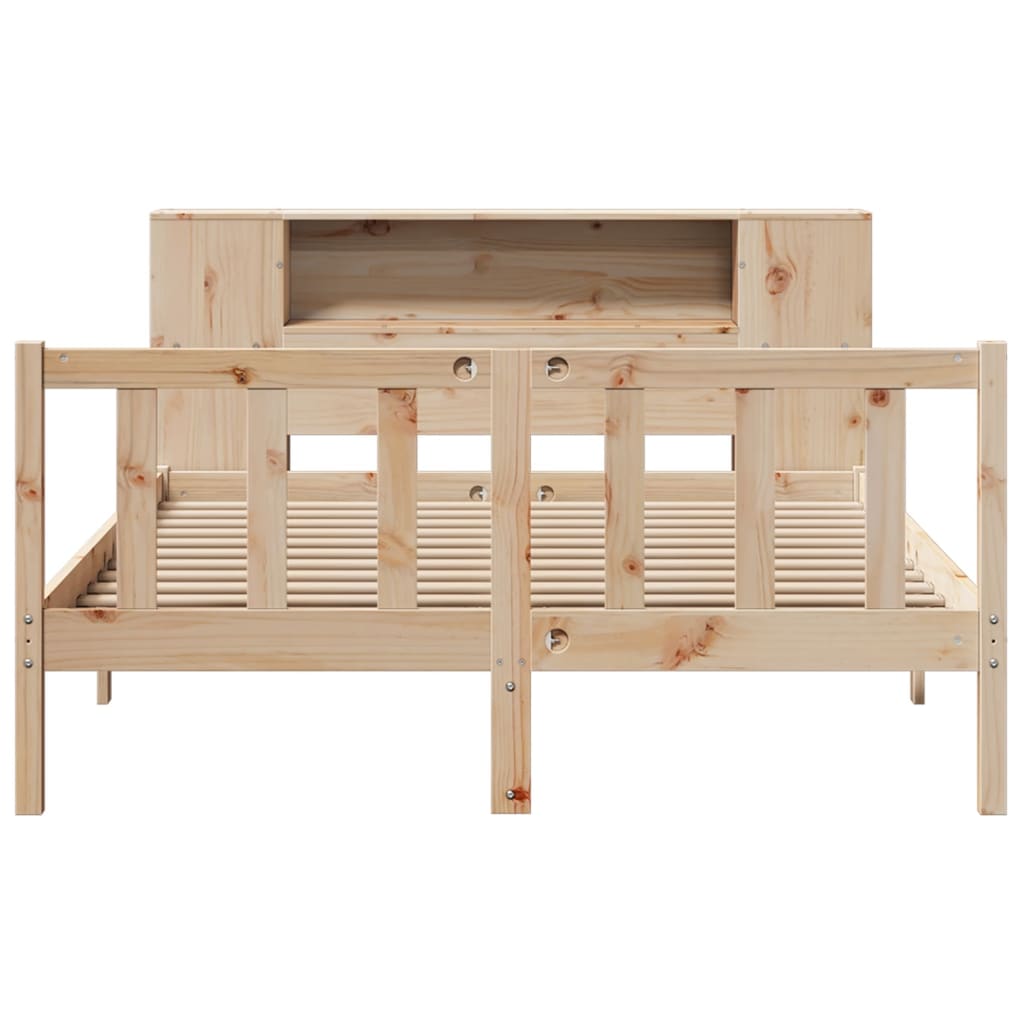 Lit bibliothèque sans matelas 140x190 cm bois de pin massif - XIOS