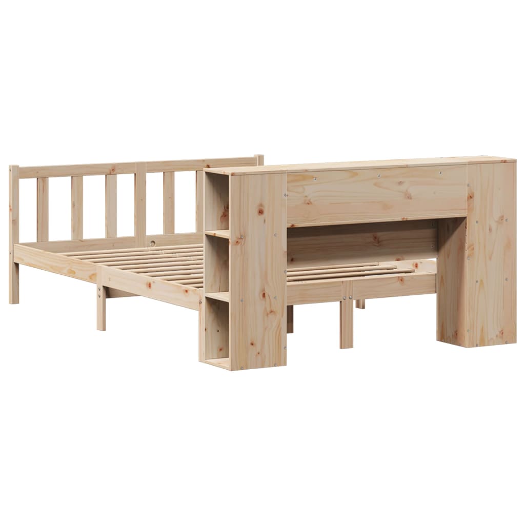 Lit bibliothèque sans matelas 140x190 cm bois de pin massif - XIOS