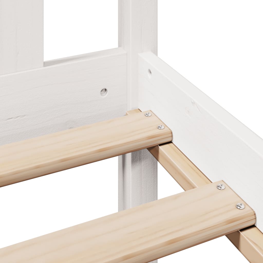Lit bibliothèque sans matelas blanc 140x200 cm bois pin massif