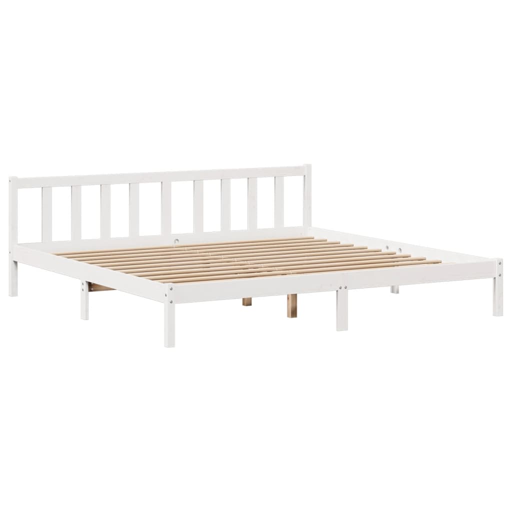Lit bibliothèque sans matelas blanc 180x200 cm bois pin massif - XIOS