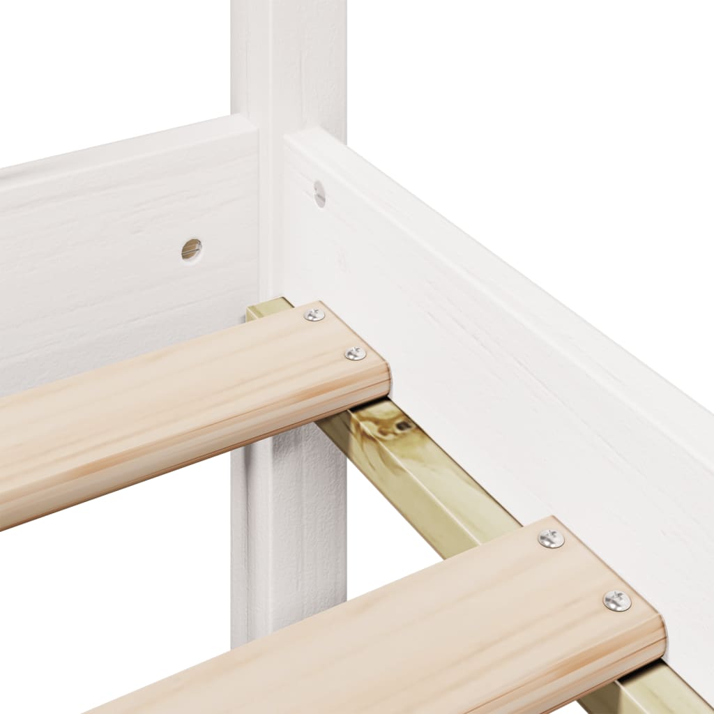 Lit bibliothèque sans matelas blanc 90x200cm bois de pin massif - XIOS