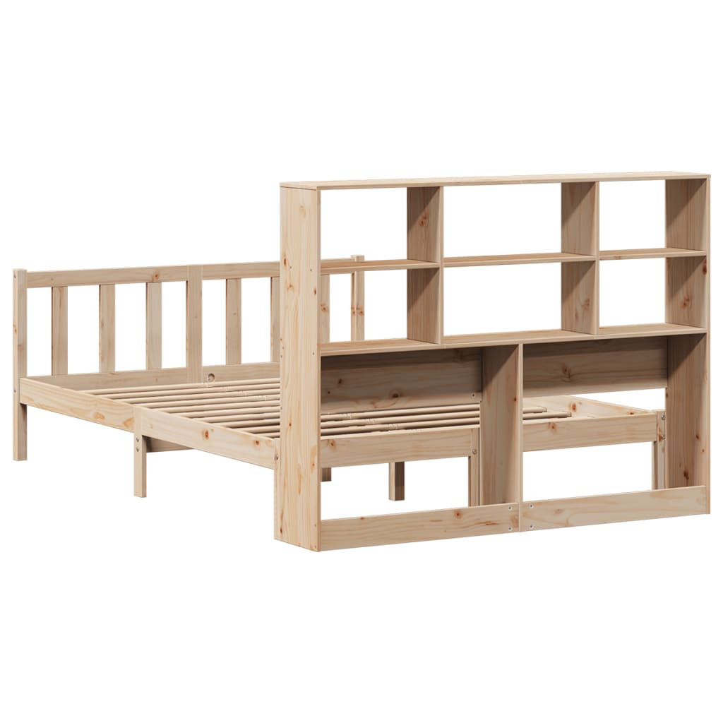 Lit bibliothèque sans matelas 140x190 cm bois de pin massif - XIOS