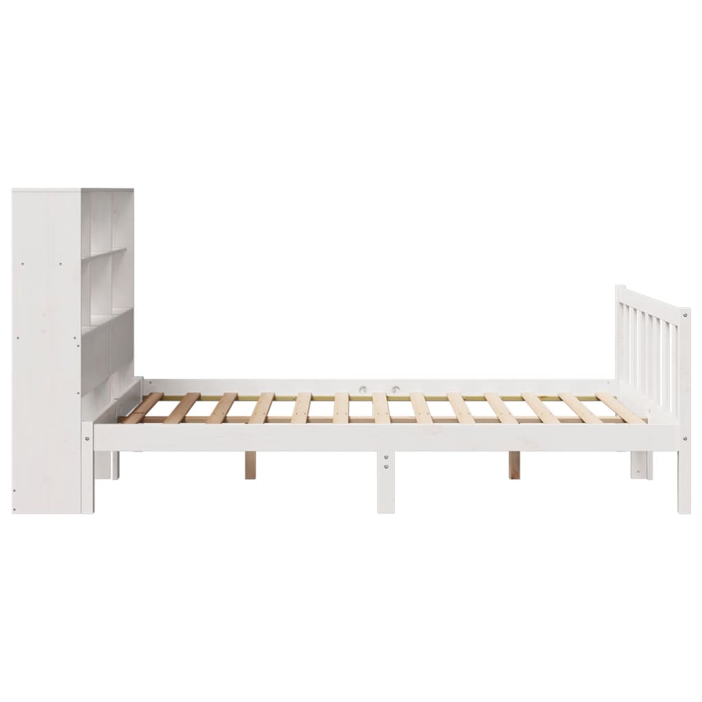 Lit bibliothèque sans matelas blanc 160x200 cm bois pin massif