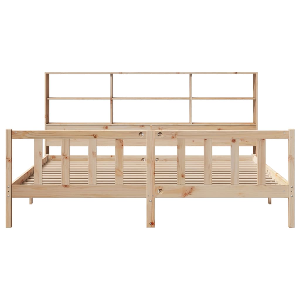 Lit bibliothèque sans matelas 180x200 cm bois massif de pin - XIOS