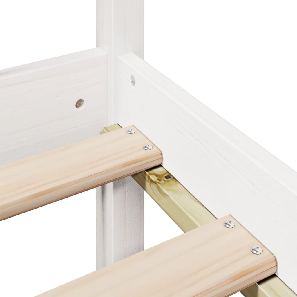 Lit bibliothèque sans matelas blanc 180x200 cm bois pin massif - XIOS