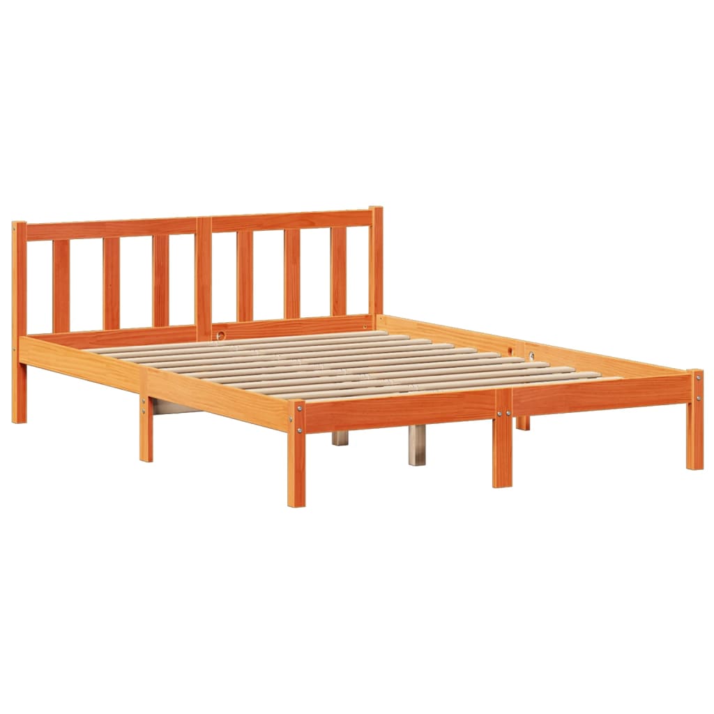Lit bibliothèque sans matelas cire marron 120x200 cm pin massif - XIOS
