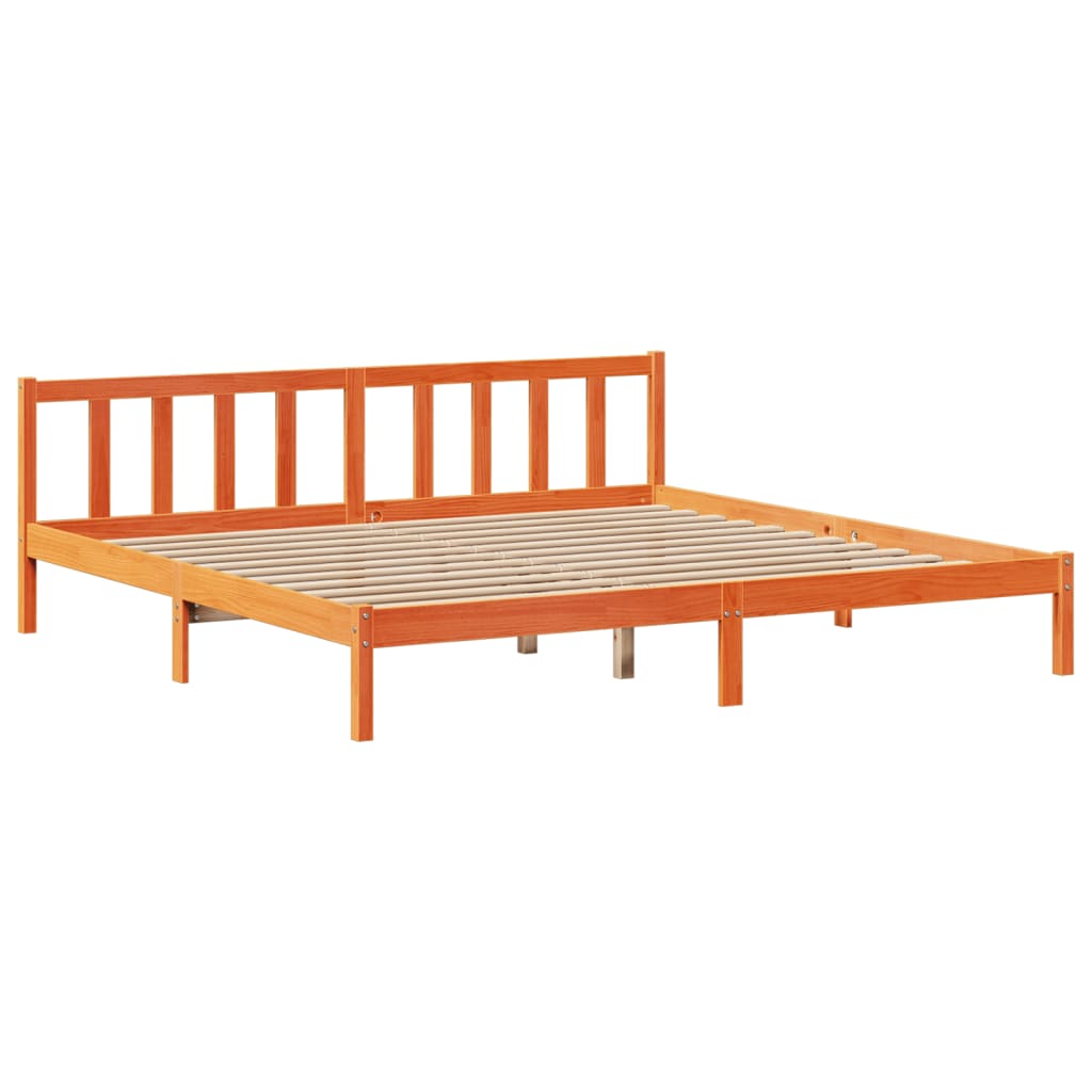 Lit bibliothèque sans matelas cire marron 180x200 cm pin massif