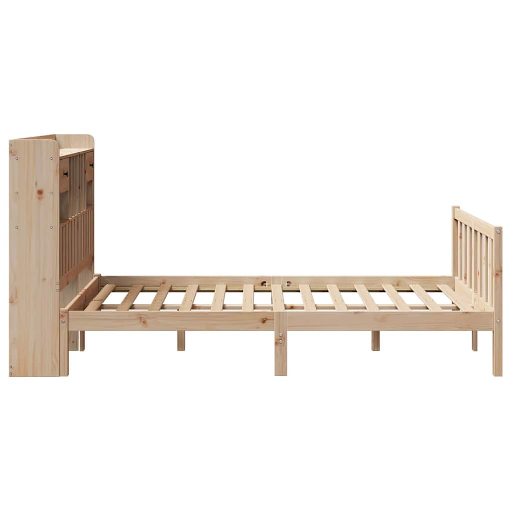 Lit bibliothèque sans matelas 135x190 cm bois de pin massif - XIOS