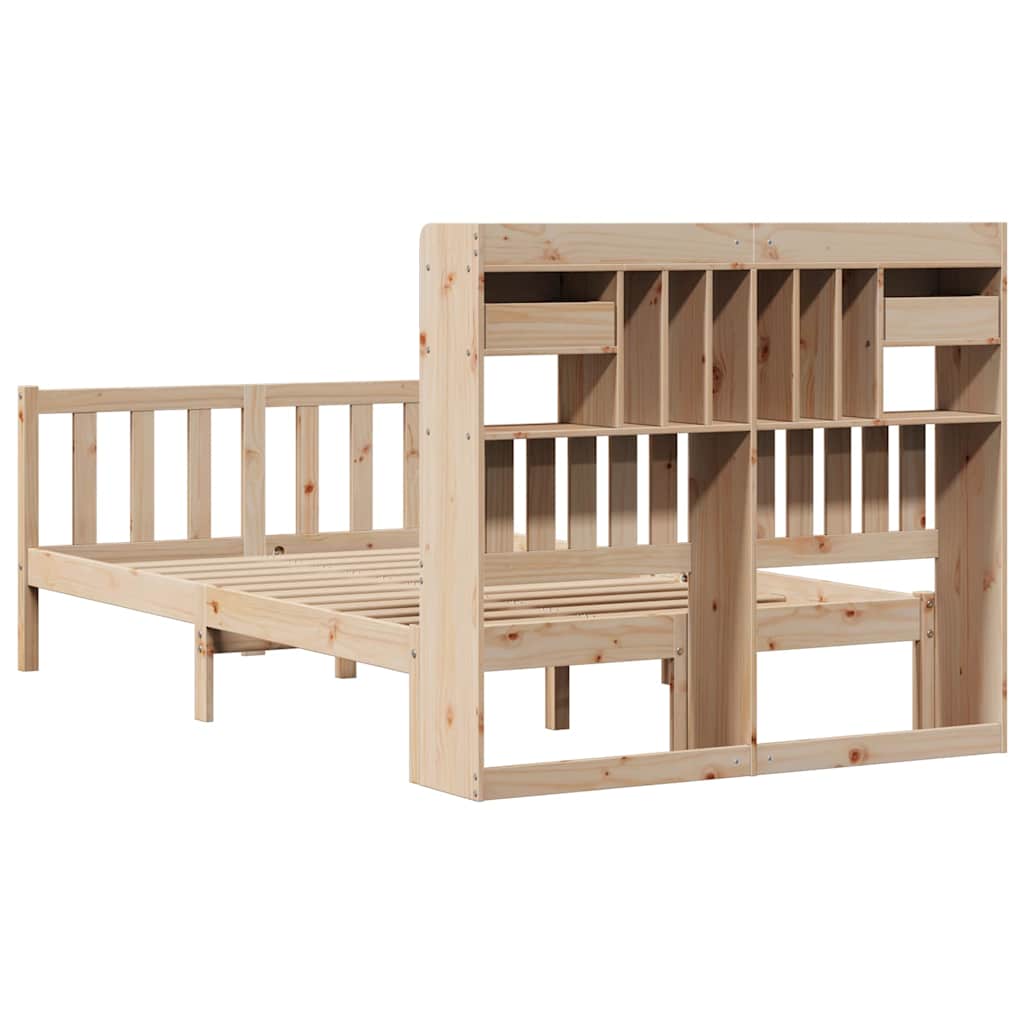 Lit bibliothèque sans matelas 135x190 cm bois de pin massif - XIOS