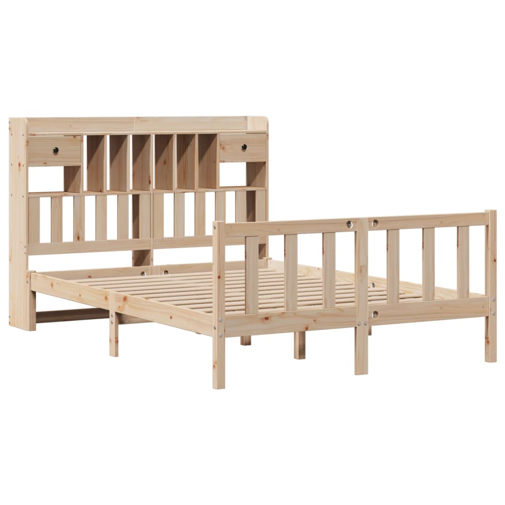 Lit bibliothèque sans matelas 140x200 cm bois massif de pin - XIOS