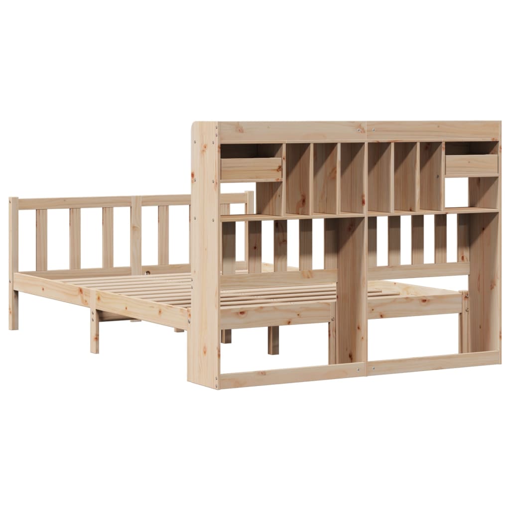 Lit bibliothèque sans matelas 140x200 cm bois massif de pin - XIOS