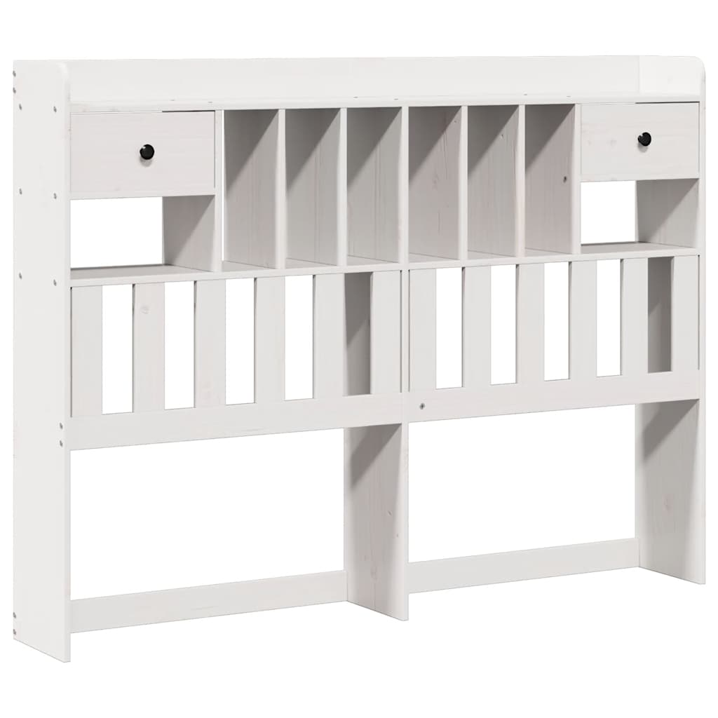 Lit bibliothèque sans matelas blanc 160x200 cm bois pin massif