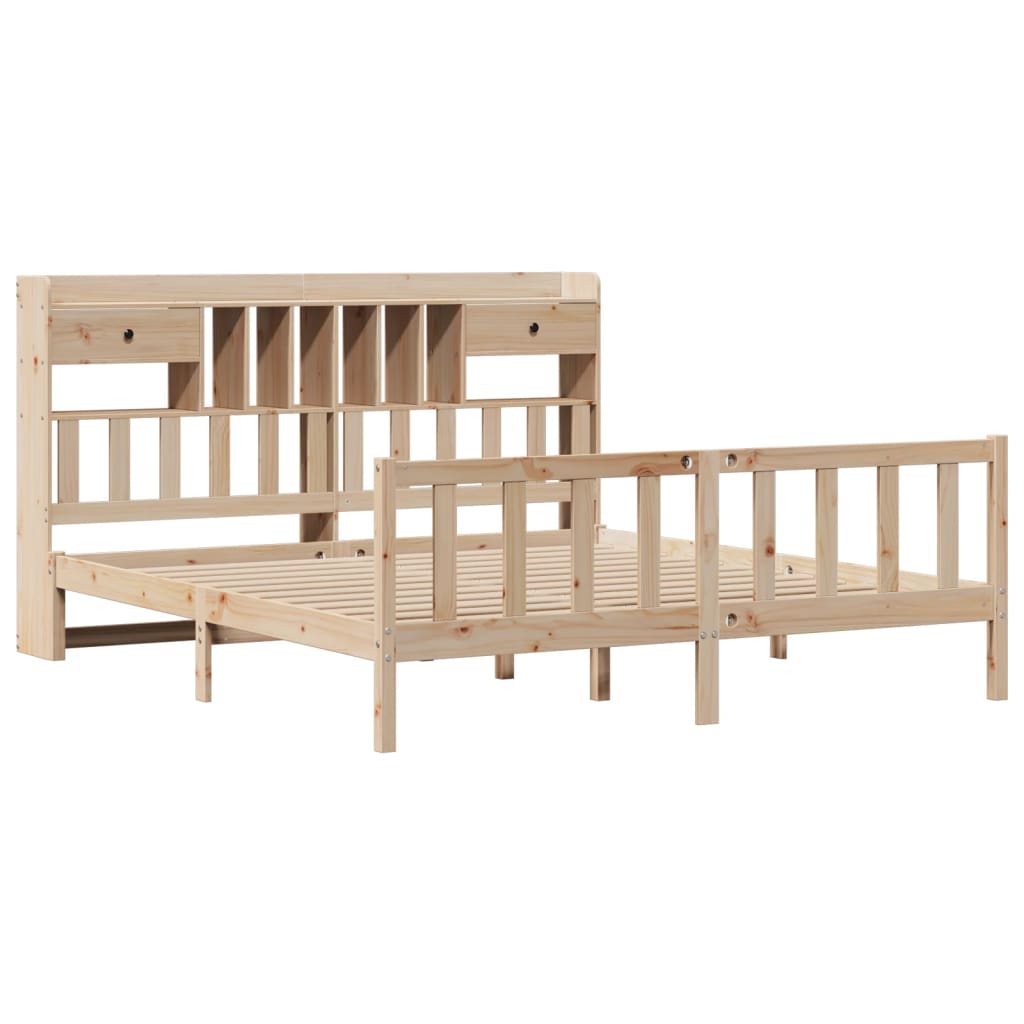Lit bibliothèque sans matelas 180x200 cm bois massif de pin - XIOS