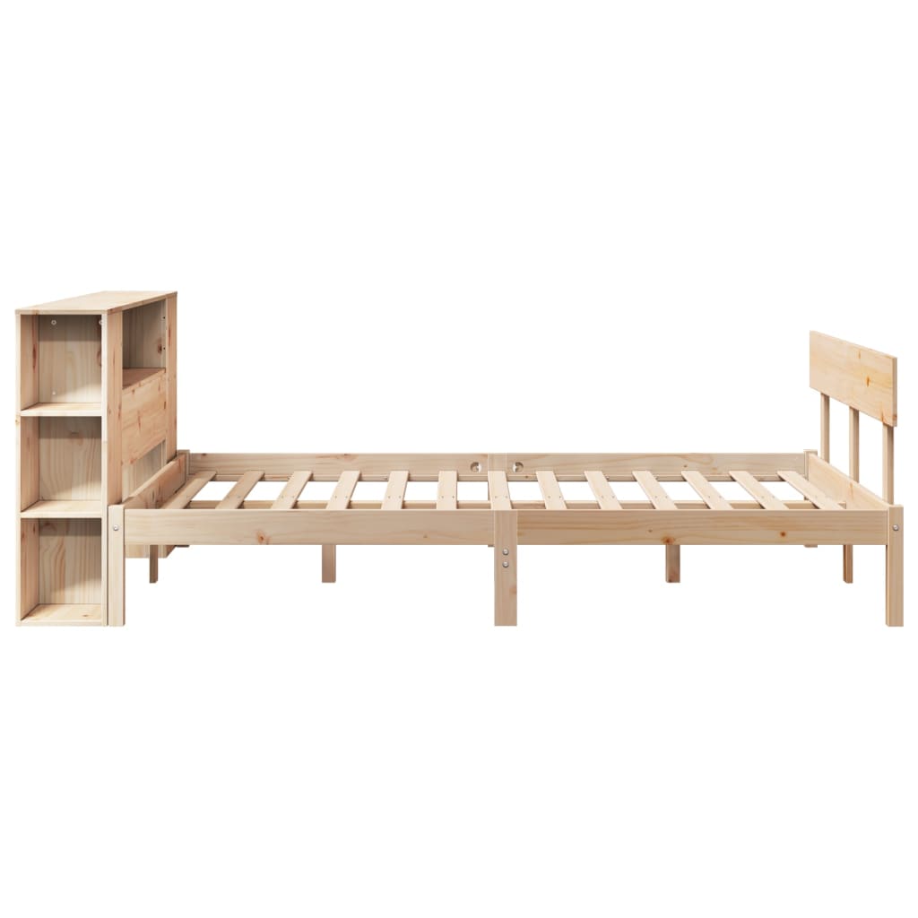 Lit bibliothèque sans matelas 140x200 cm bois massif de pin - XIOS