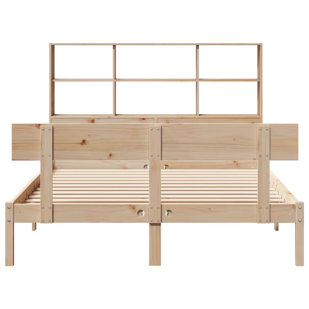 Lit bibliothèque sans matelas 140x190 cm bois de pin massif - XIOS