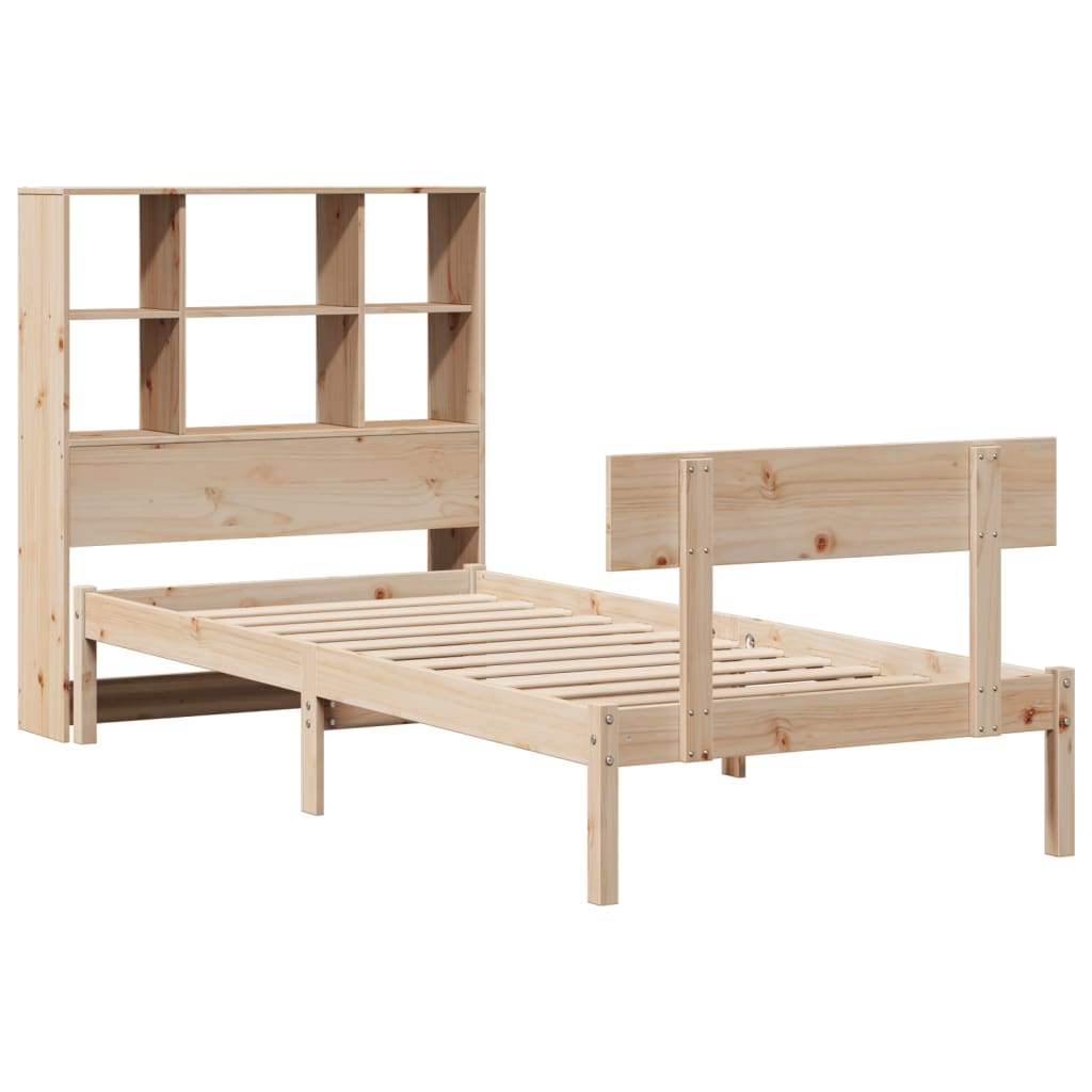 Lit bibliothèque sans matelas 90x200 cm bois de pin massif - XIOS