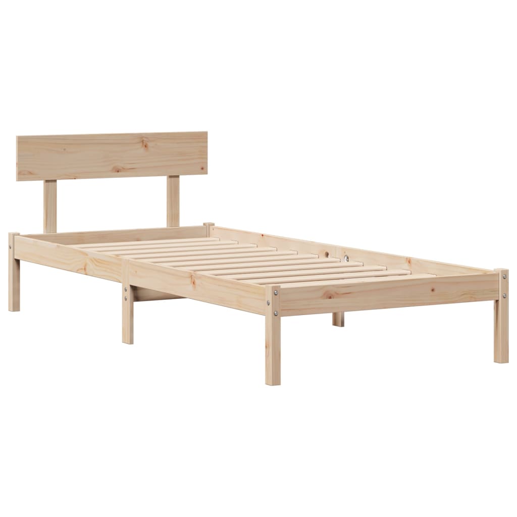 Lit bibliothèque sans matelas 90x200 cm bois de pin massif - XIOS