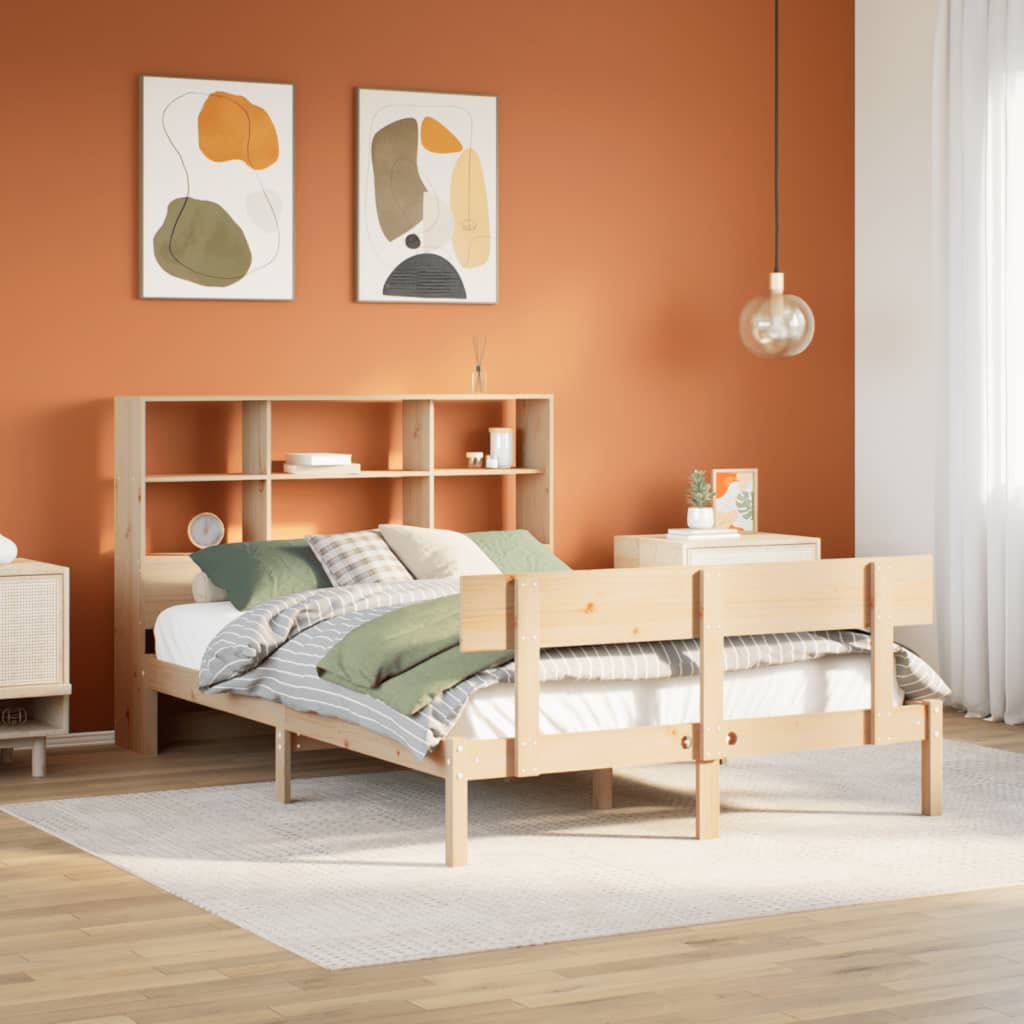 Lit bibliothèque sans matelas 160x200 cm bois massif de pin - XIOS
