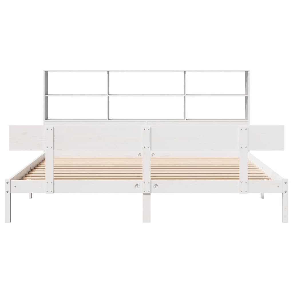 Lit bibliothèque sans matelas blanc 180x200 cm bois pin massif