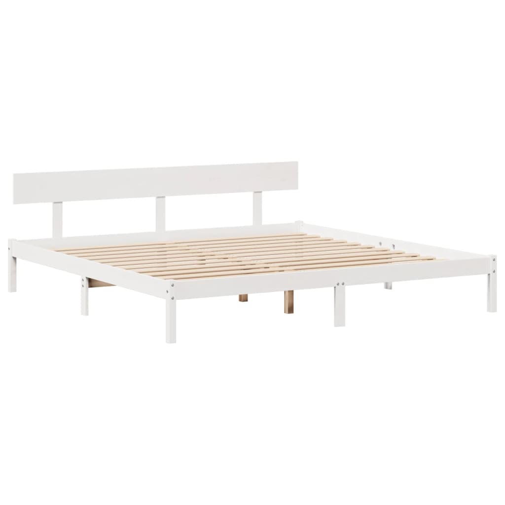 Lit bibliothèque sans matelas blanc 180x200 cm bois pin massif