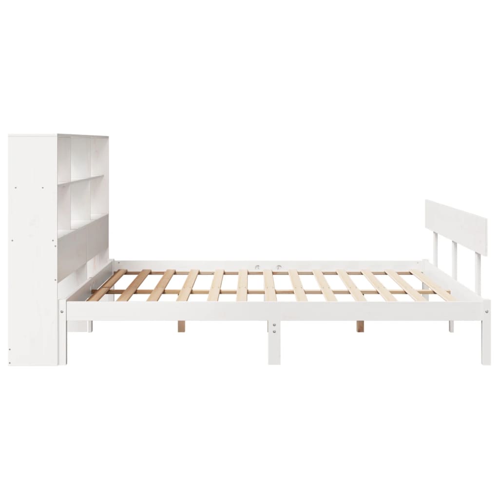 Lit bibliothèque sans matelas blanc 180x200 cm bois pin massif