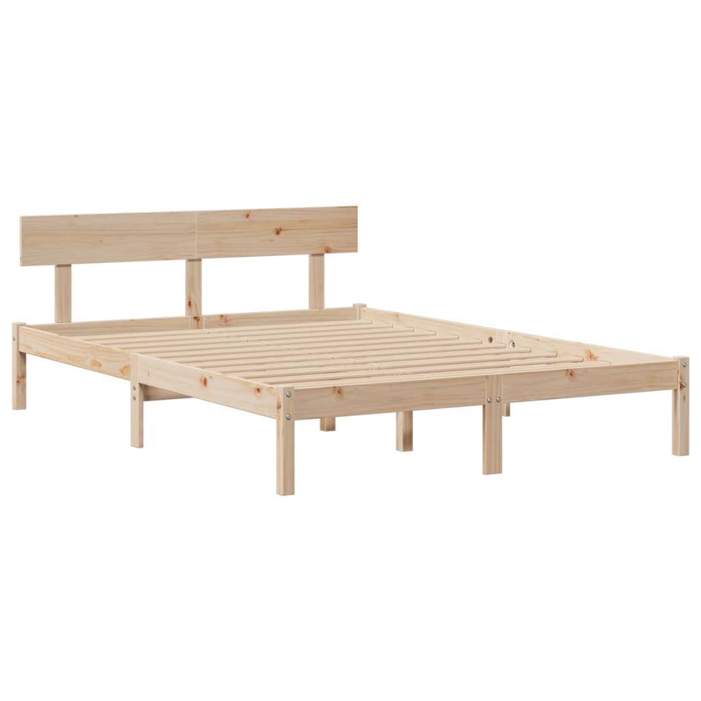 Lit bibliothèque sans matelas 140x190 cm bois de pin massif - XIOS