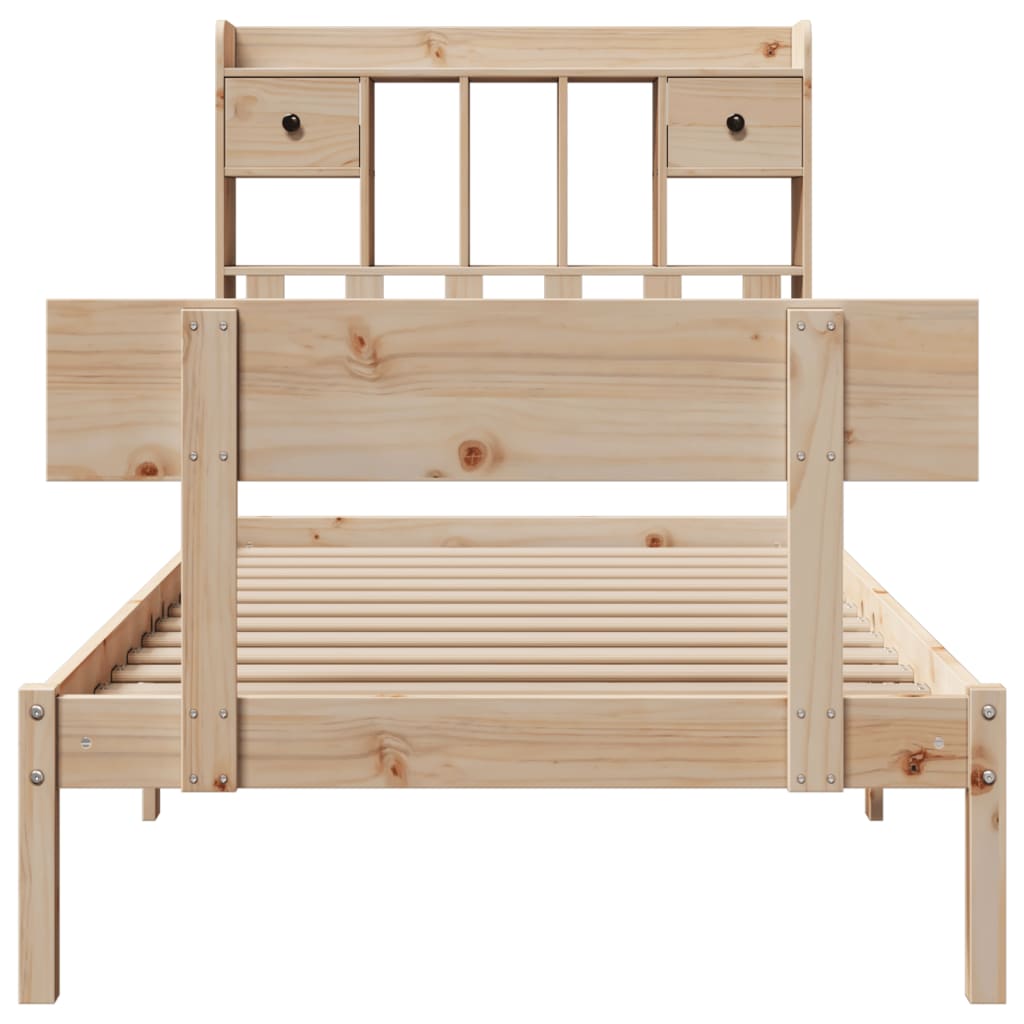 Lit bibliothèque sans matelas 90x200 cm bois de pin massif - XIOS