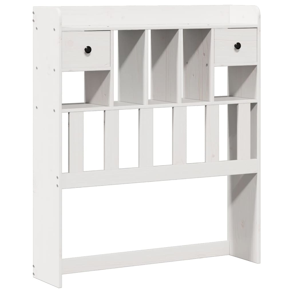Lit bibliothèque sans matelas blanc 90x200cm bois de pin massif - XIOS