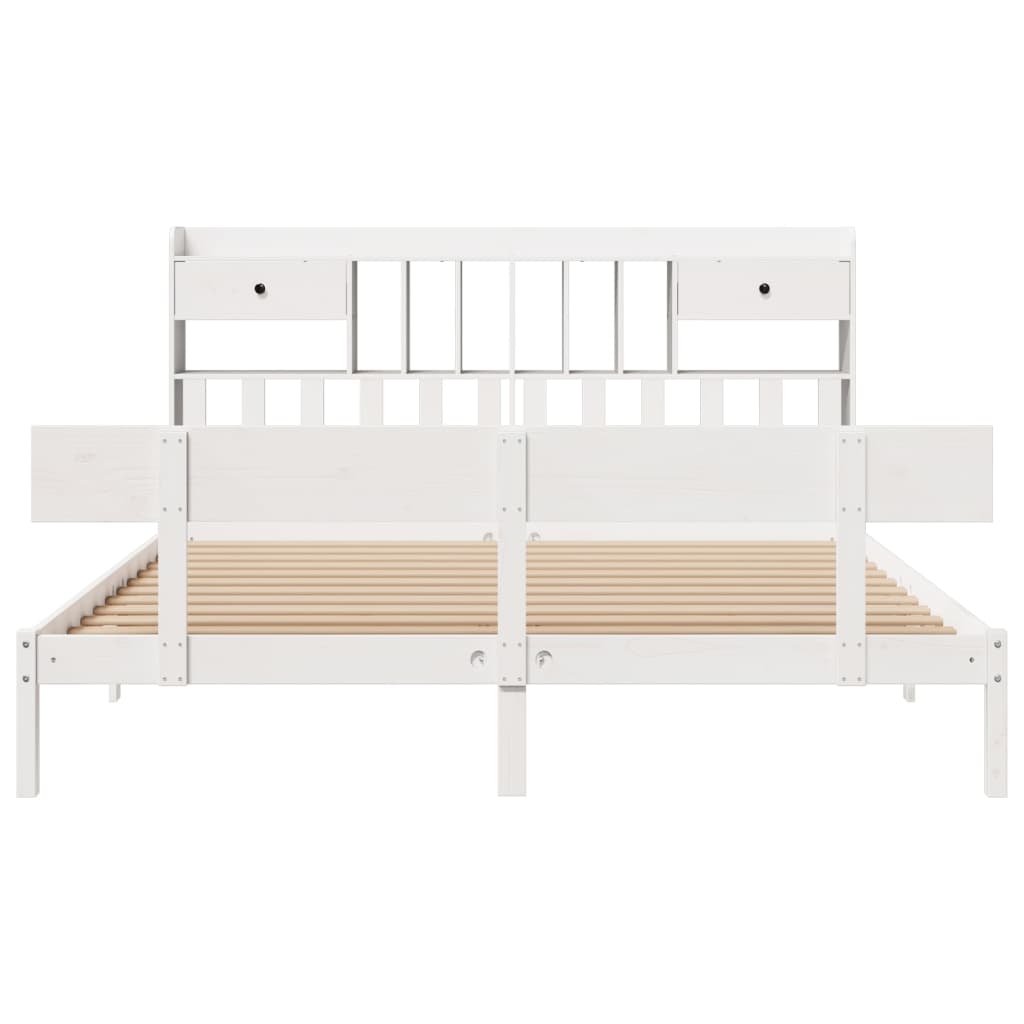 Lit bibliothèque sans matelas blanc 180x200 cm bois pin massif