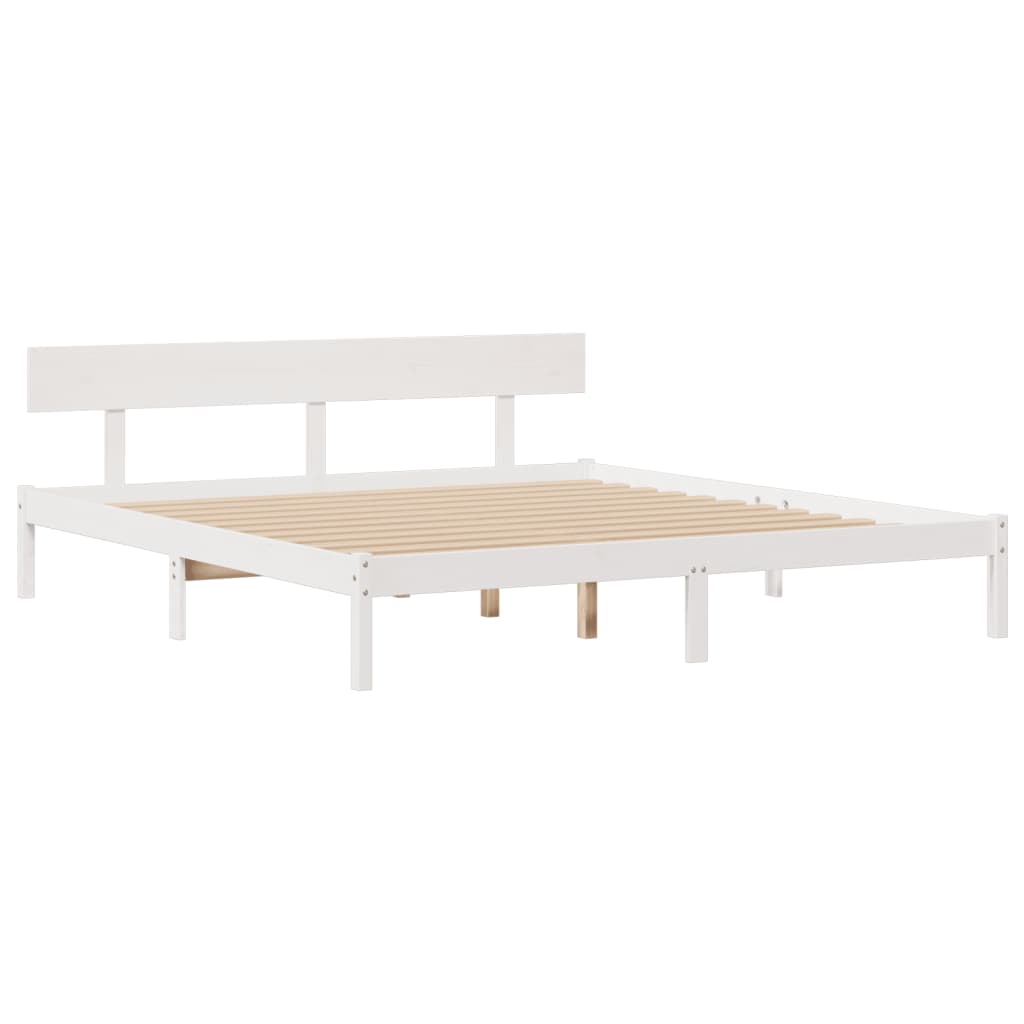 Lit bibliothèque sans matelas blanc 180x200 cm bois pin massif