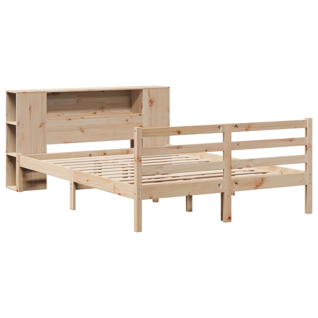 Lit bibliothèque sans matelas 140x190 cm bois de pin massif - XIOS