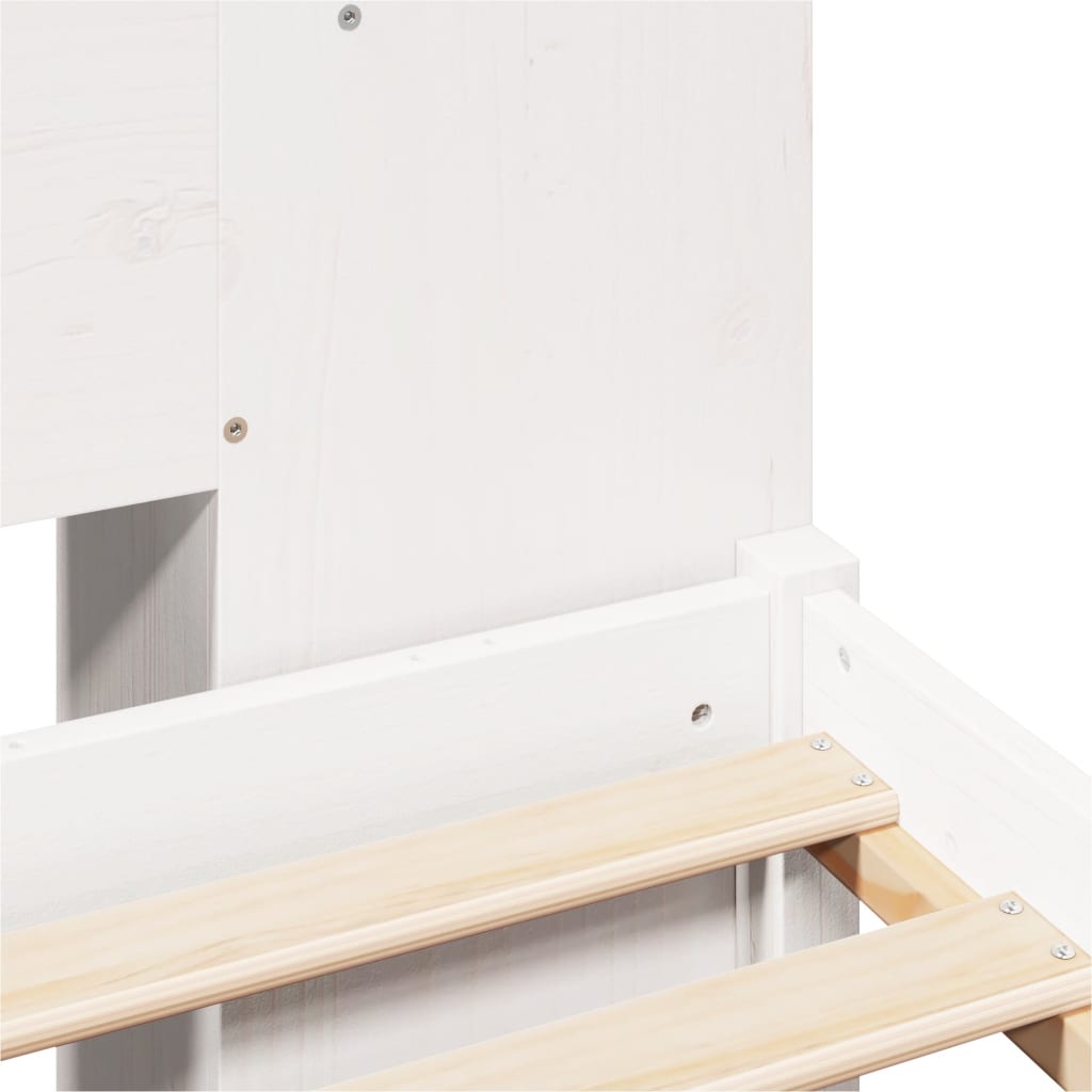 Lit bibliothèque sans matelas blanc 120x200 cm bois pin massif - XIOS