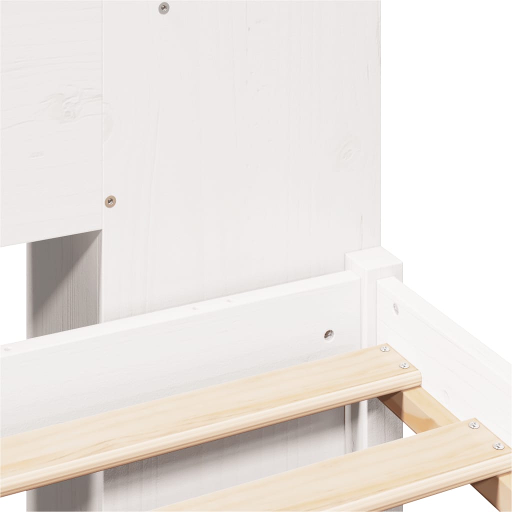 Lit bibliothèque sans matelas blanc 160x200 cm bois pin massif