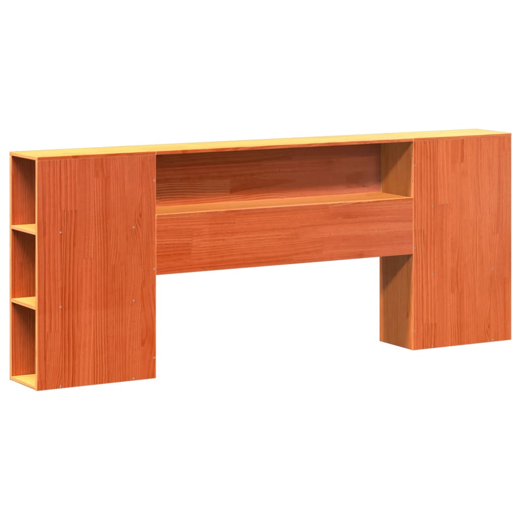 Lit bibliothèque sans matelas cire marron 180x200 cm pin massif - XIOS