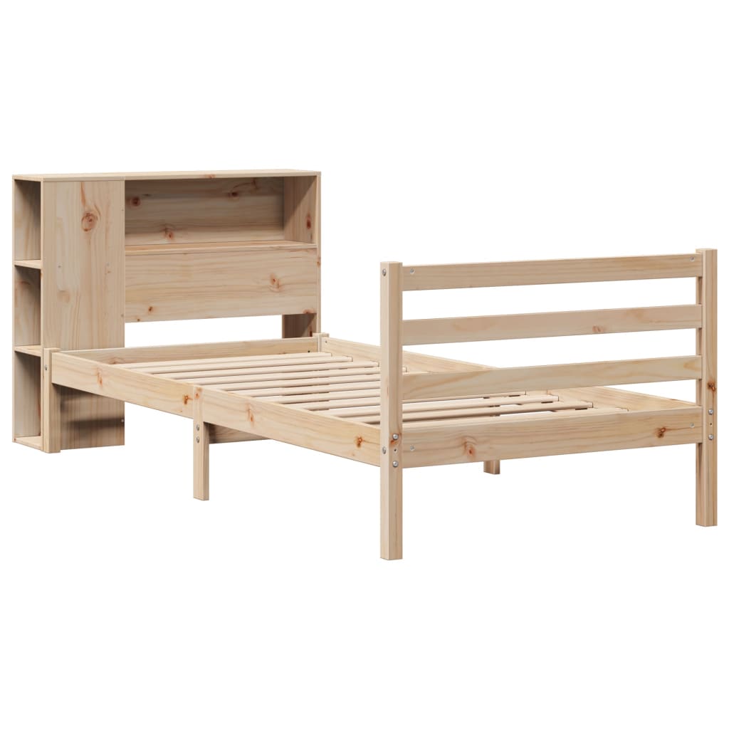Lit bibliothèque sans matelas 90x190 cm bois de pin massif - XIOS