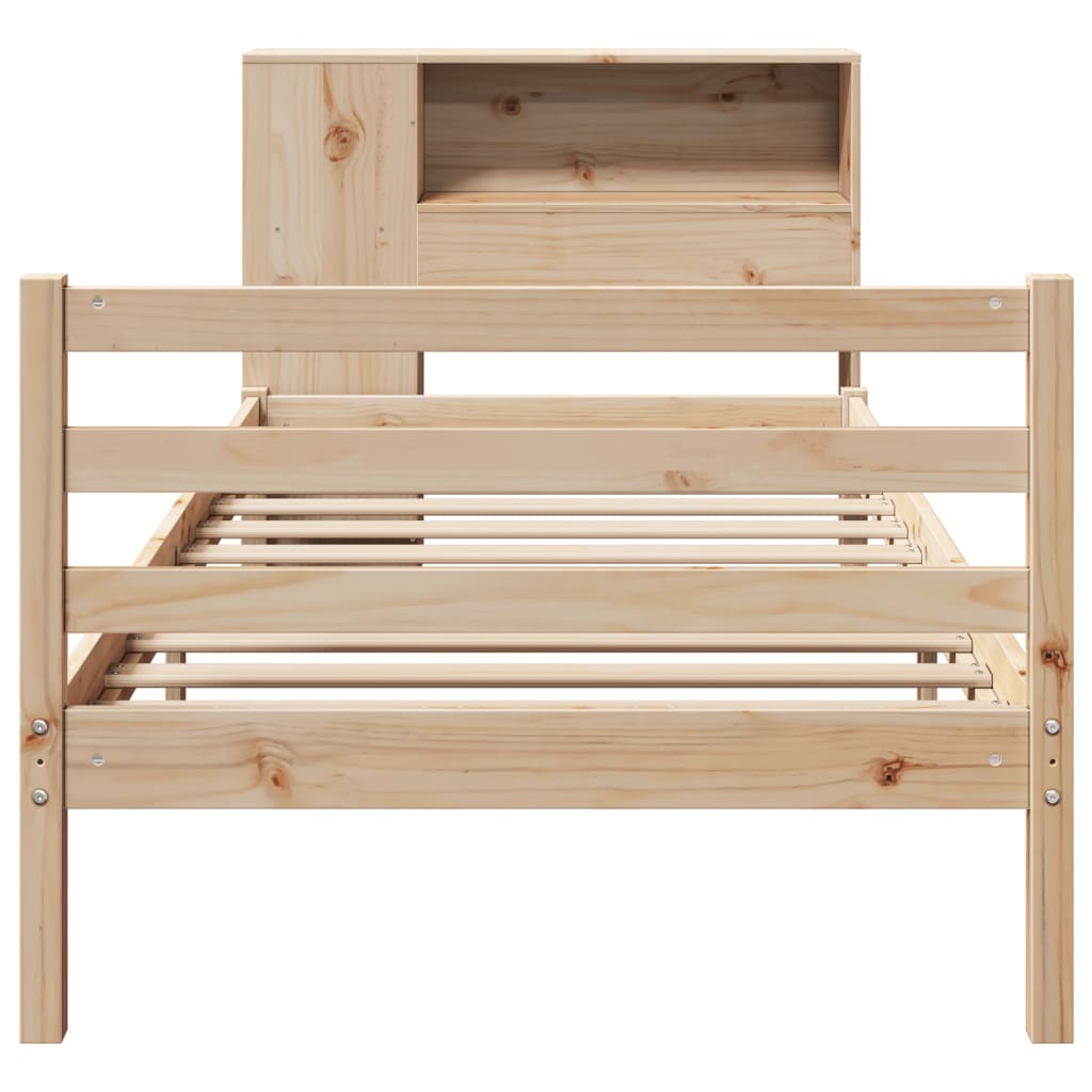 Lit bibliothèque sans matelas 90x190 cm bois de pin massif - XIOS