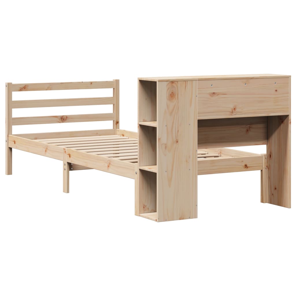 Lit bibliothèque sans matelas 90x190 cm bois de pin massif - XIOS