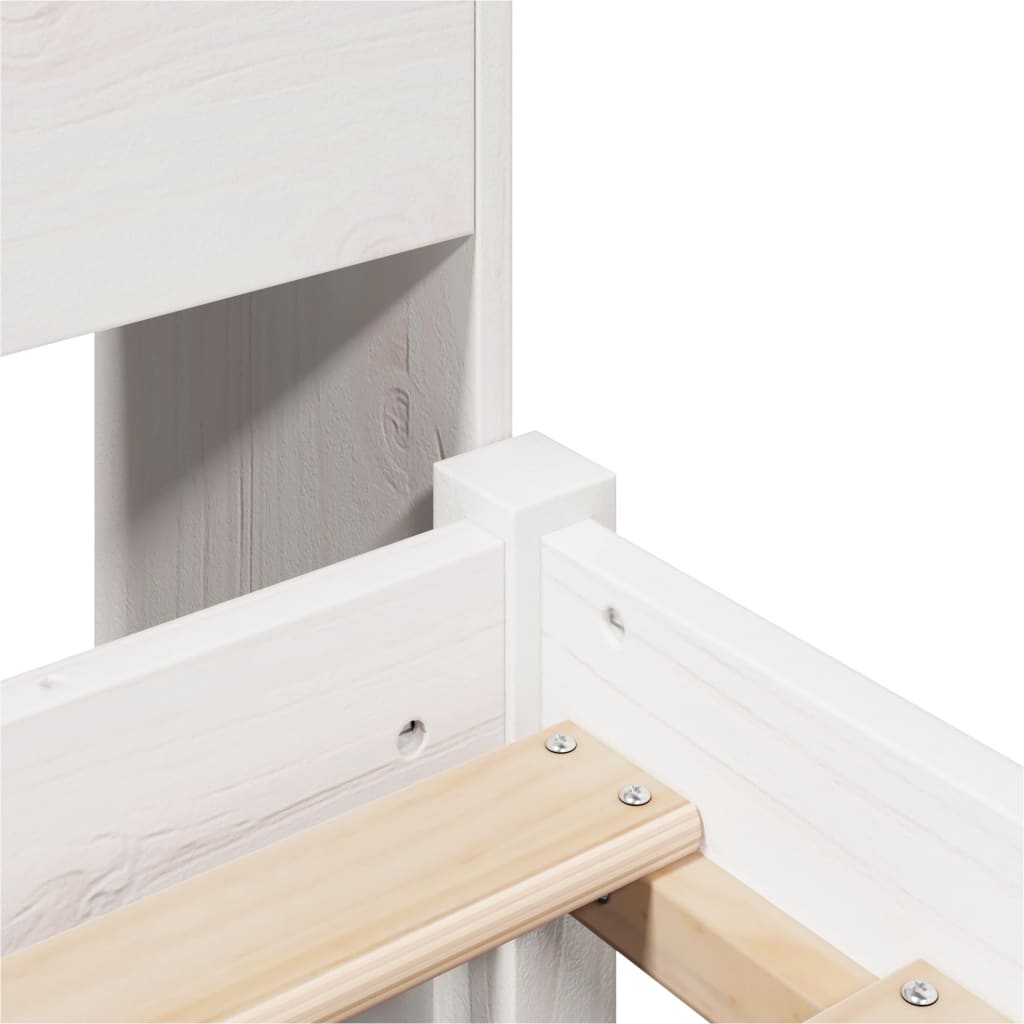 Lit bibliothèque sans matelas blanc 100x200 cm bois pin massif - XIOS