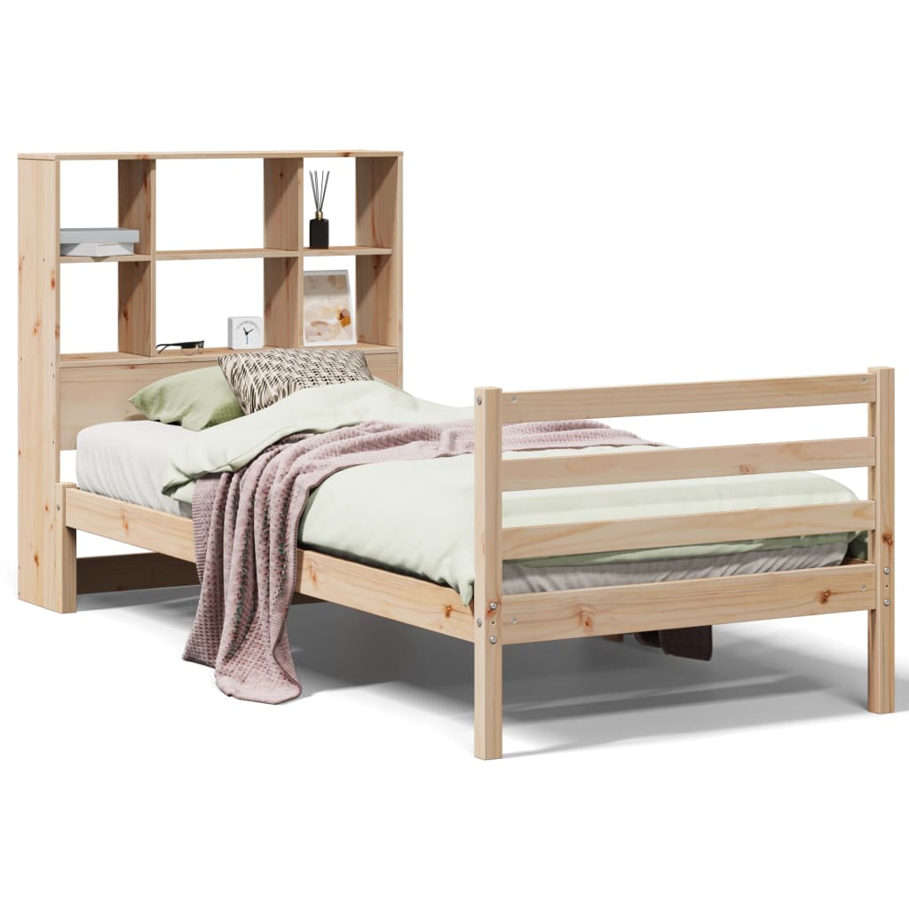 Lit bibliothèque sans matelas 90x190 cm bois de pin massif - XIOS