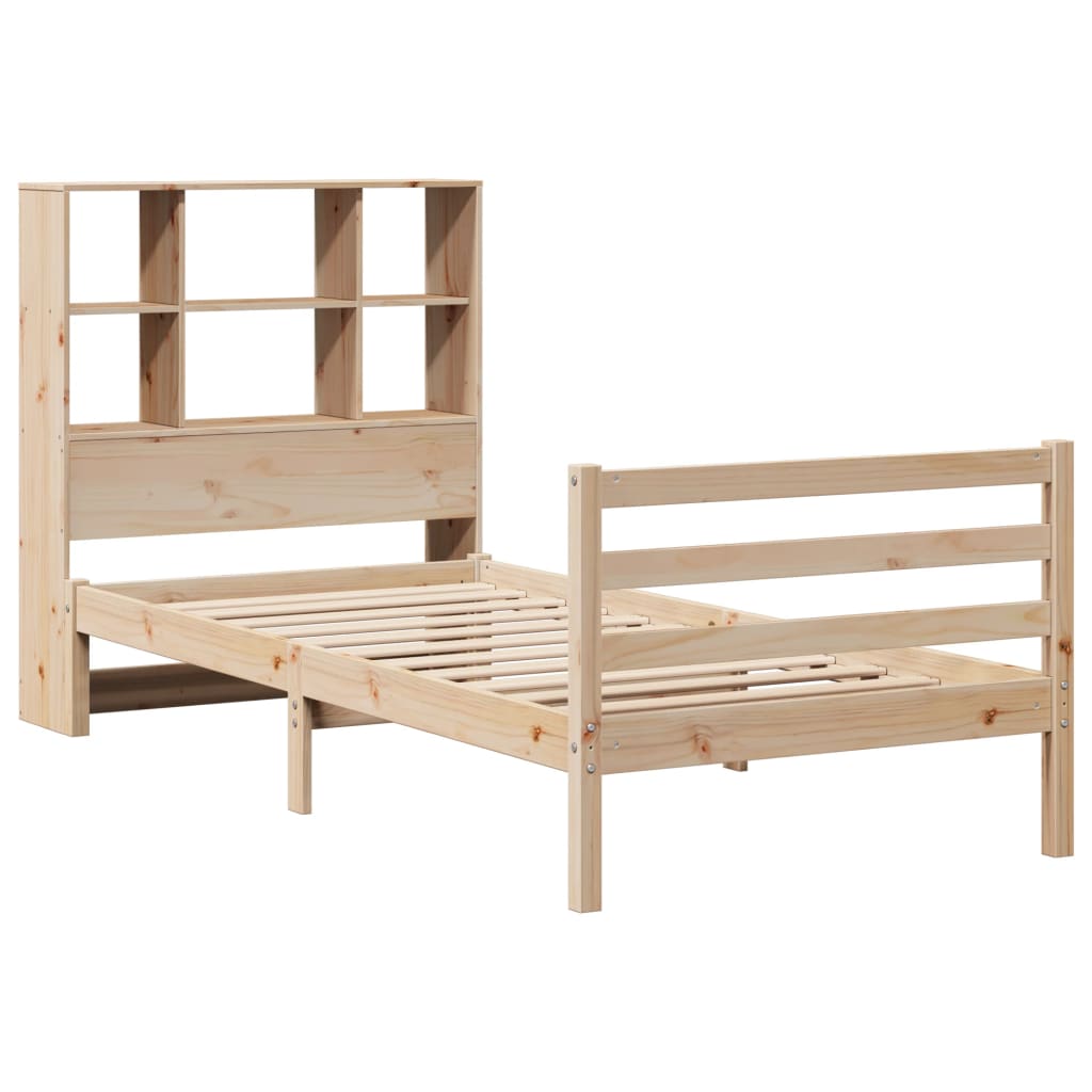 Lit bibliothèque sans matelas 90x190 cm bois de pin massif - XIOS