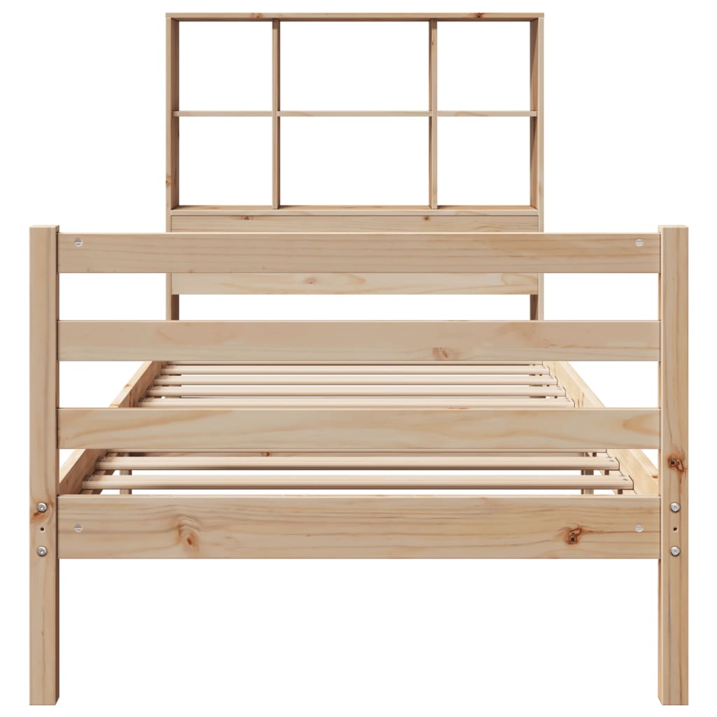 Lit bibliothèque sans matelas 90x190 cm bois de pin massif - XIOS