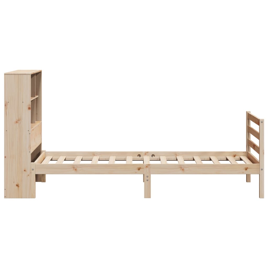 Lit bibliothèque sans matelas 90x190 cm bois de pin massif - XIOS