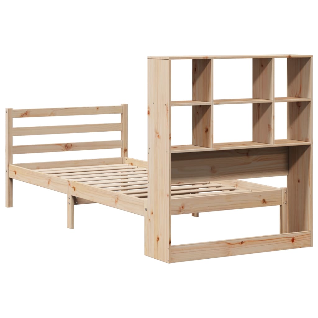 Lit bibliothèque sans matelas 90x190 cm bois de pin massif - XIOS