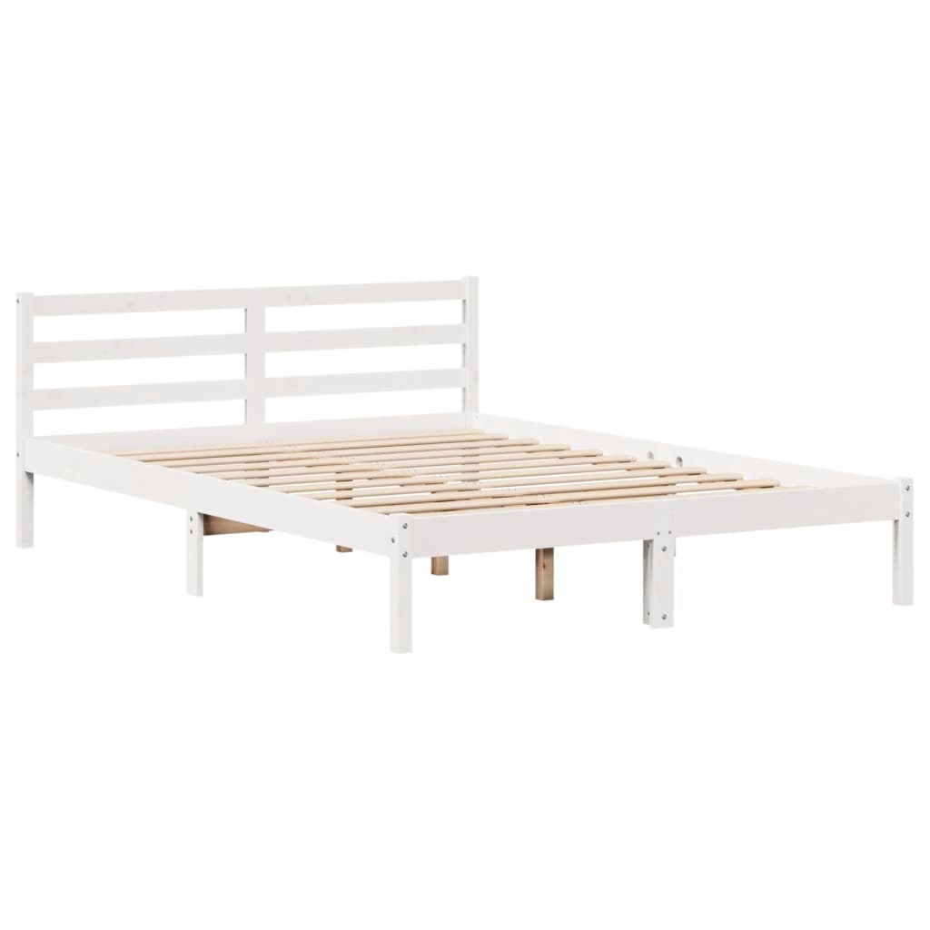 Lit bibliothèque sans matelas blanc 120x200 cm bois pin massif - XIOS