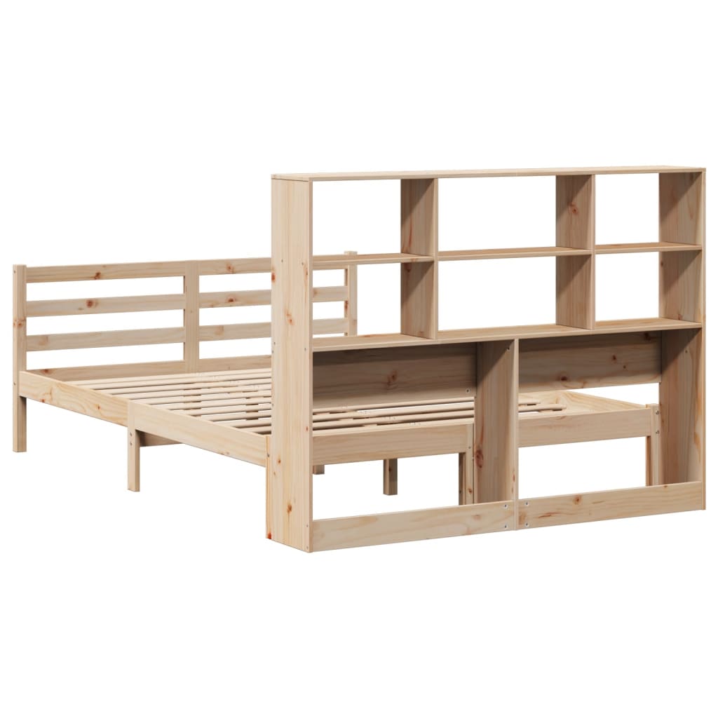 Lit bibliothèque sans matelas 160x200 cm bois massif de pin - XIOS
