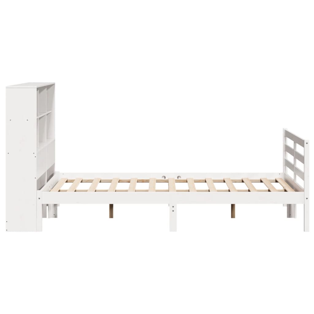 Lit bibliothèque sans matelas blanc 160x200 cm bois pin massif