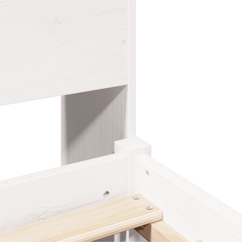 Lit bibliothèque sans matelas blanc 160x200 cm bois pin massif