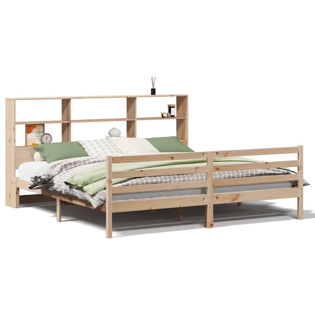 Lit bibliothèque sans matelas 180x200 cm bois massif de pin - XIOS